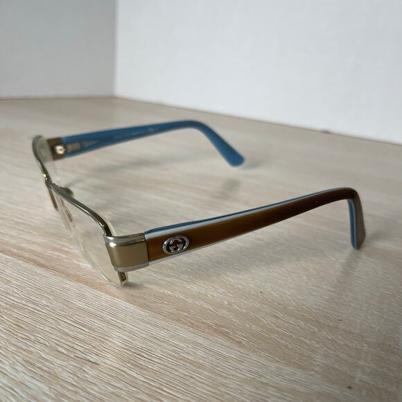 Gucci GG2870 IQ4 Eyeglasses Brown Blue Half Rim Frames 55-16-135 Excellent Cond - Picture 3 of 8